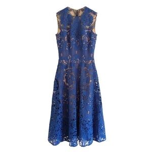 Dress The Population NWT Sleeveless Blue Lace Fit & Flare Midi Dress XS